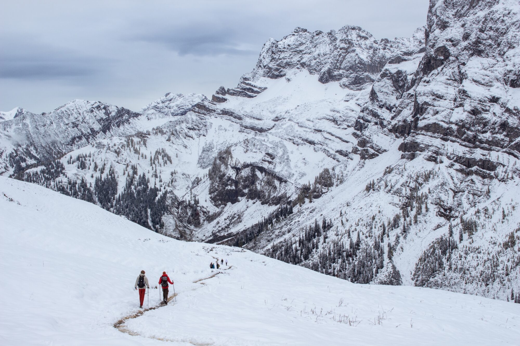 Zimní Alpy, Karwendel, Rakousko, lidé na horách © Anna Jirásková